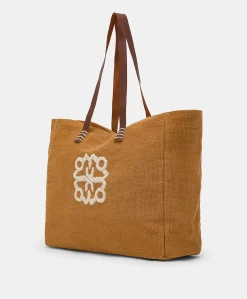 Cabas Paraguan En Toile Avec Broderie - Brandy