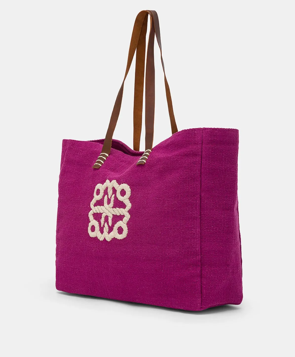 Cabas Paraguan En Toile Avec Broderie - Cyclamen