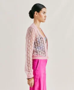 Cardigan Altea En Mohair Doux - Rose Bebe
