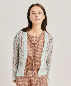 Cardigan Altea En Mohair Doux - Turquoise