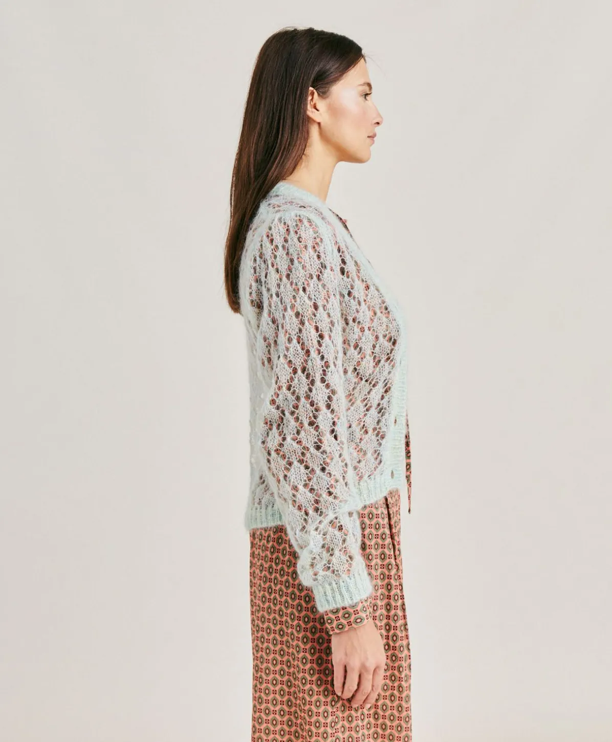 Cardigan Altea En Mohair Doux - Turquoise