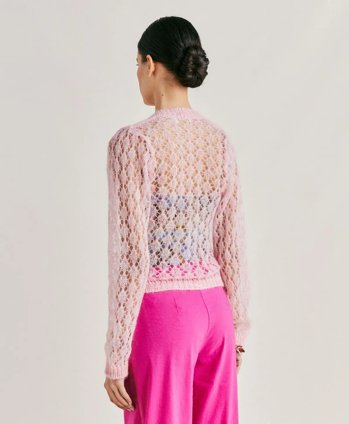 Cardigan Altea En Mohair Doux - Rose Bebe