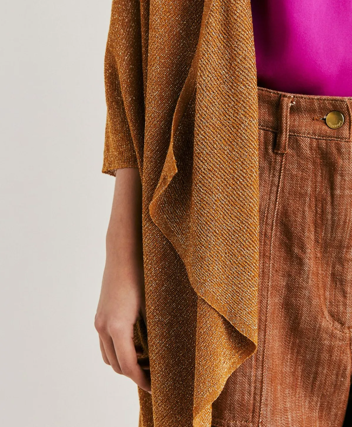 Cardigan Divina Perlata Lurex - Caramel
