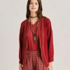 Cardigan En Lin Stretch Sandy - Bordeaux