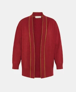 Cardigan En Lin Stretch Sandy - Bordeaux