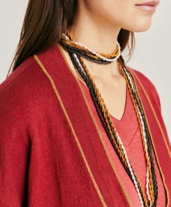 Cardigan En Lin Stretch Sandy - Bordeaux