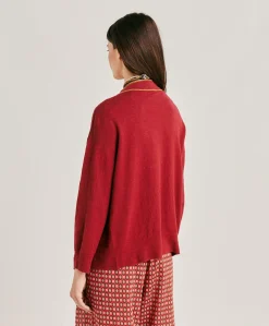 Cardigan En Lin Stretch Sandy - Bordeaux