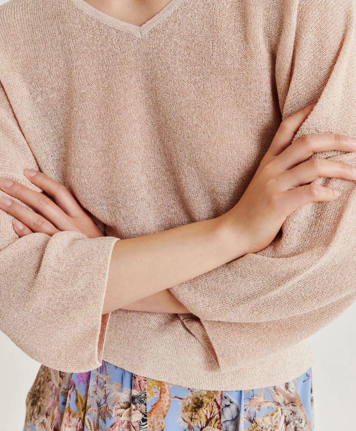 Cardigan Lurex Perle Fresno - Poudre