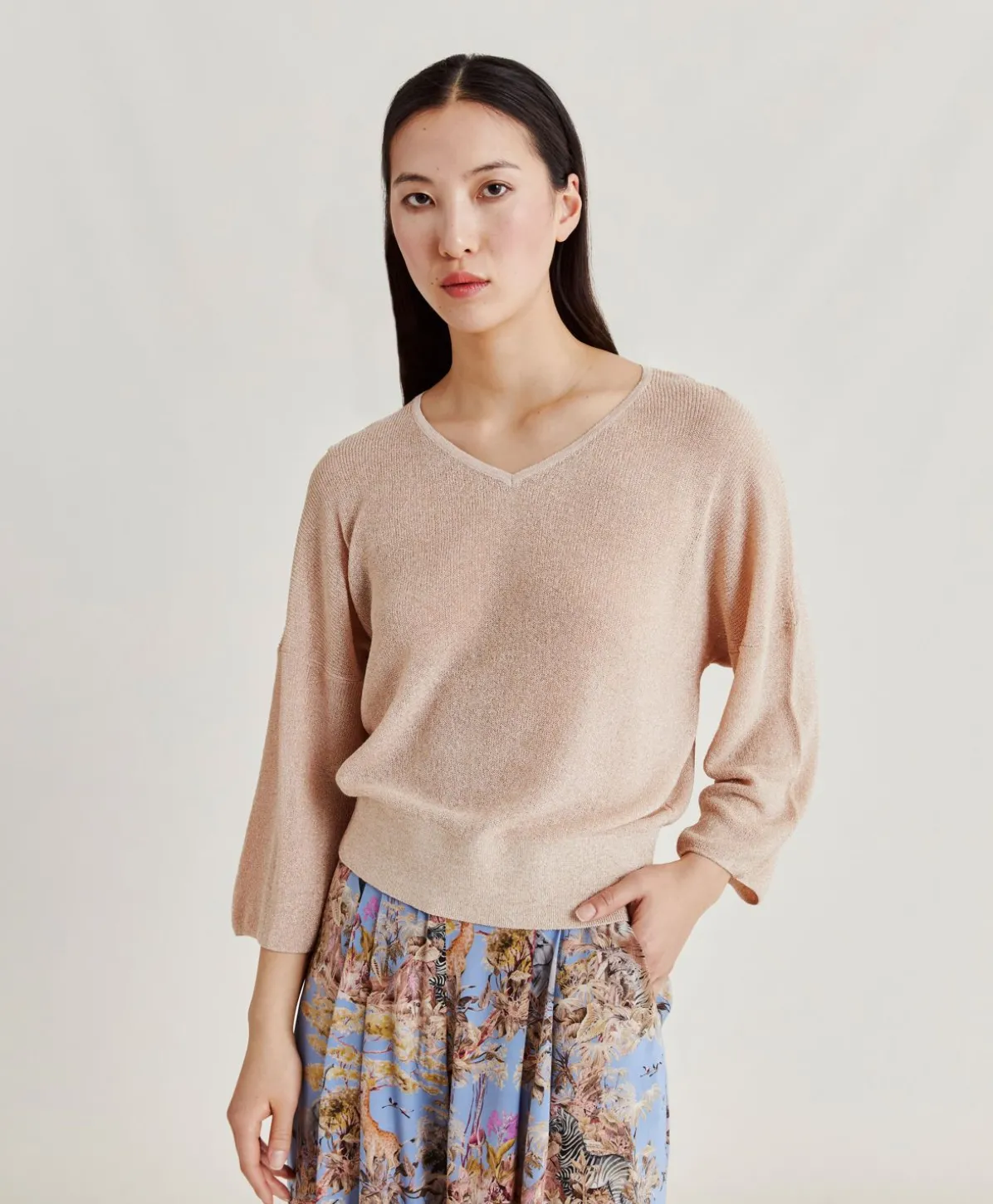 Cardigan Lurex Perle Fresno - Poudre