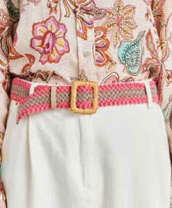 Ceinture Malika Avec Boucle En Raphia - Sable/Rose
