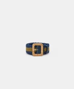 Ceinture Malika Avec Boucle En Raphia - Bleu/Olive