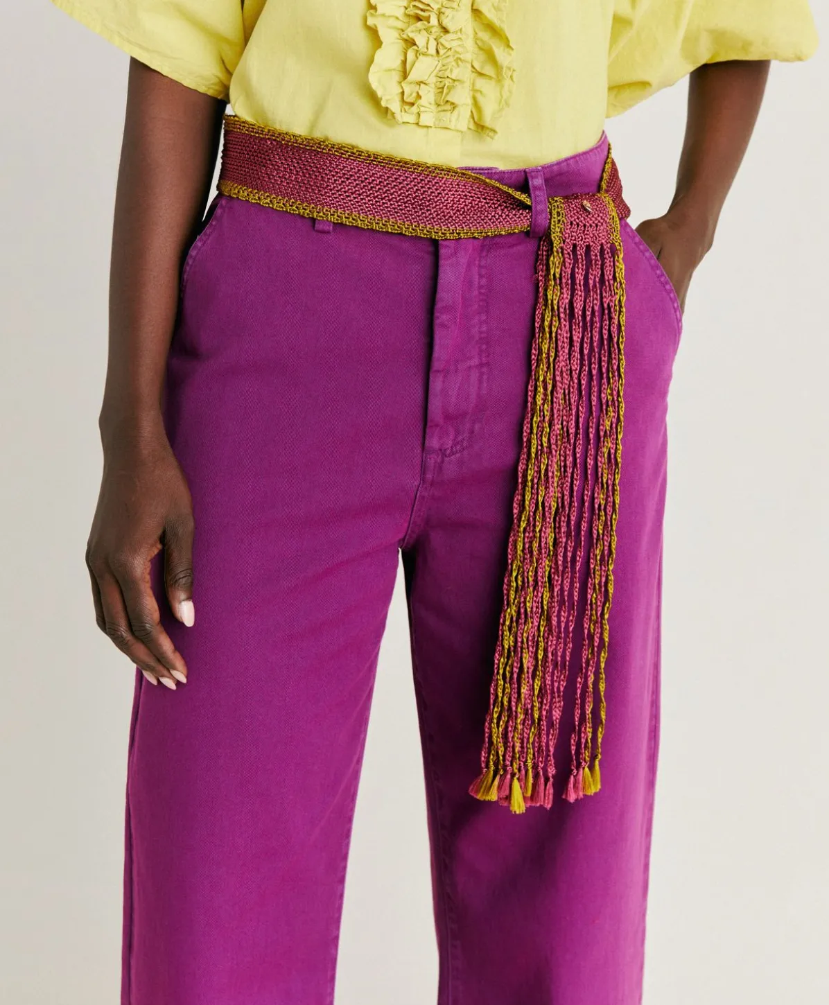 Ceinture Millor Avec Frange - Cyclamen/Lime