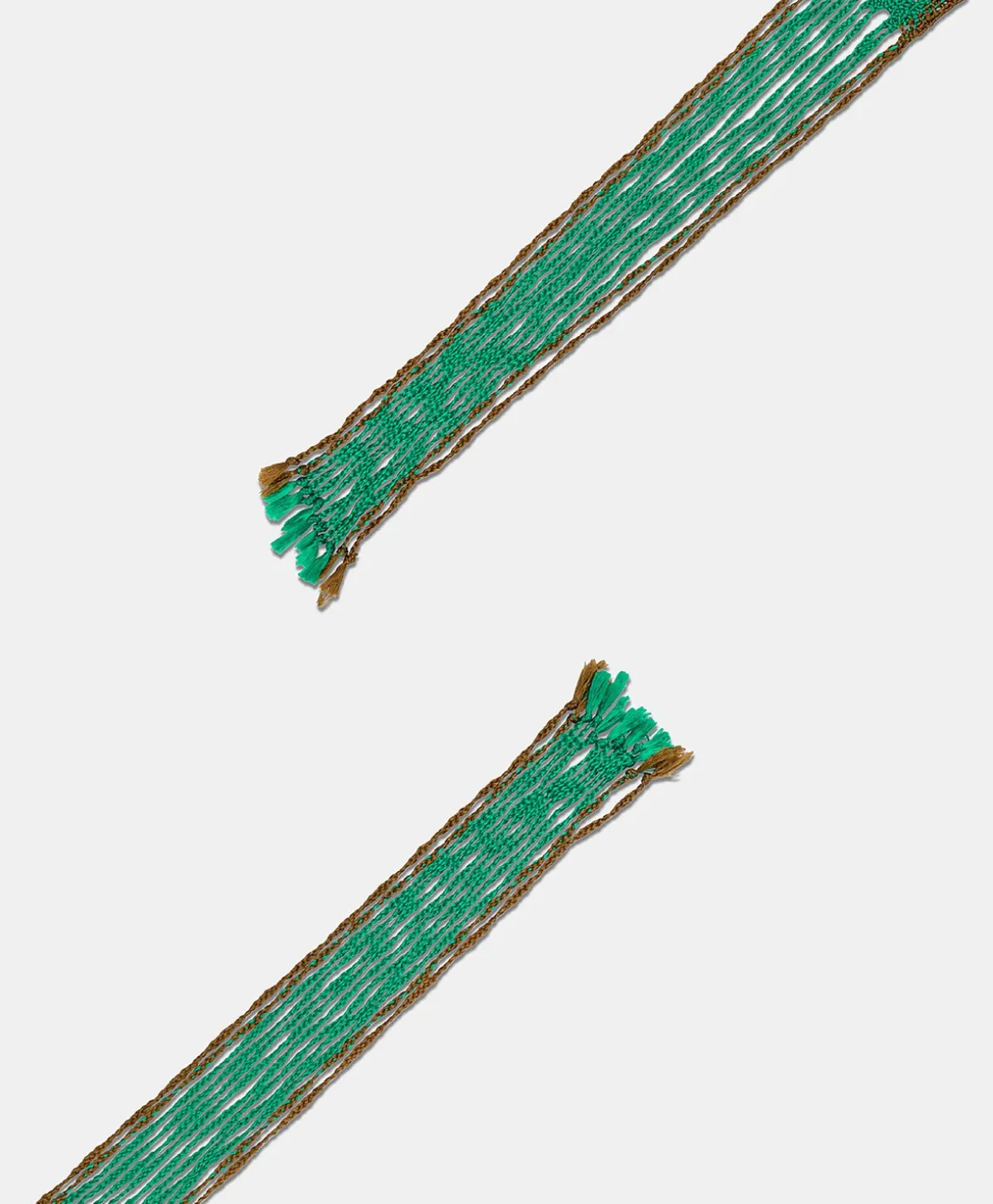 Ceinture Millor Avec Franges - Emeraude/Cigare