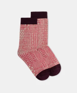 Chaussettes Imprimees Paraiso - Creme/Corail