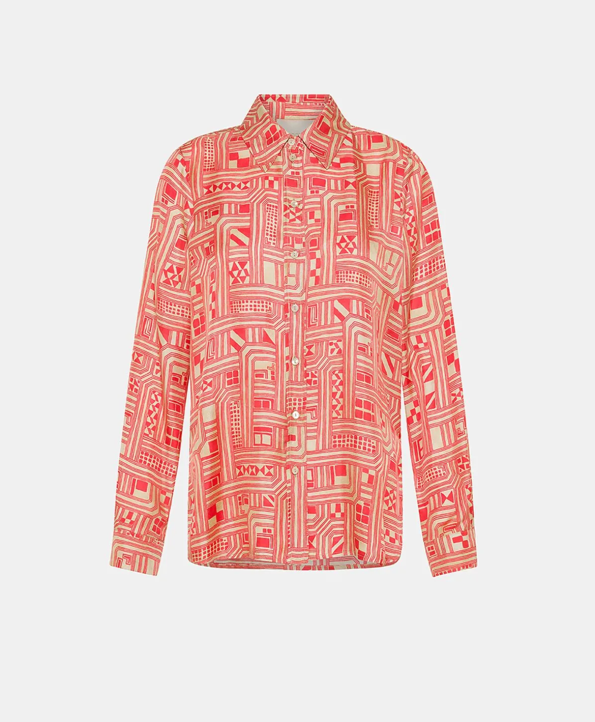 Chemise Arles En Serge De Soie - Beige/Corail