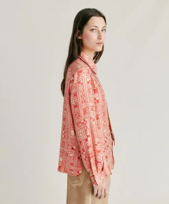 Chemise Arles En Serge De Soie - Beige/Corail
