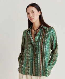Chemise Arles En Serge De Soie - Vert/Multicolore