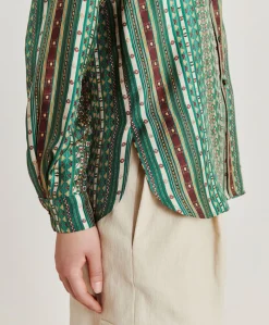 Chemise Arles En Serge De Soie - Vert/Multicolore