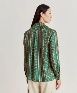 Chemise Arles En Serge De Soie - Vert/Multicolore