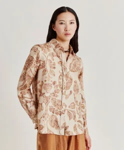 Chemise Arles En Twill De Soie - Poudre Multicolore