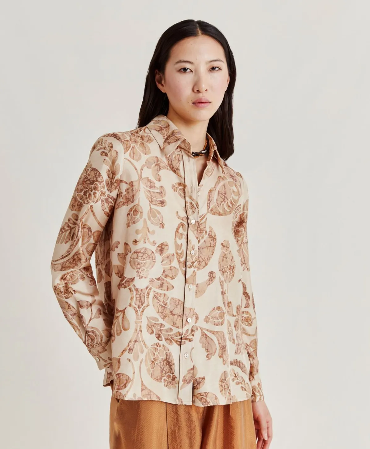 Chemise Arles En Twill De Soie - Poudre Multicolore