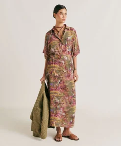 Chemise Brooklyn Crepe De Chine - Olive Multicolore