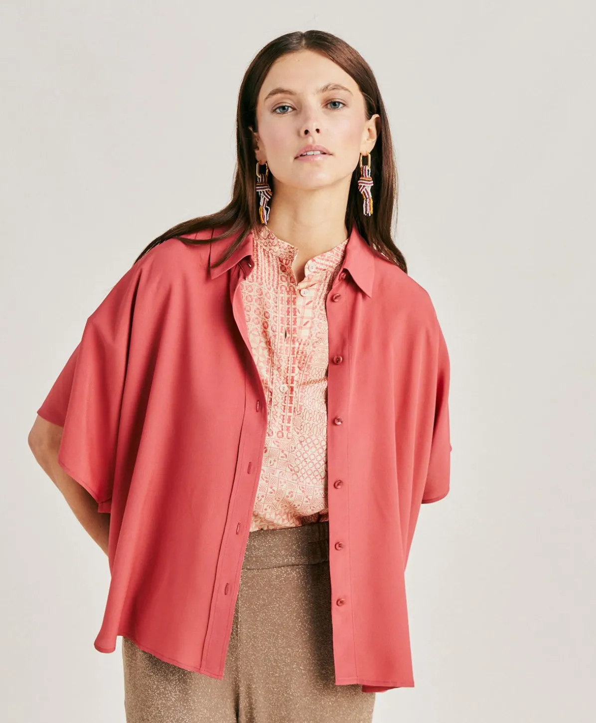 Chemise Brooklyn En Acetate De Soie - Amarante