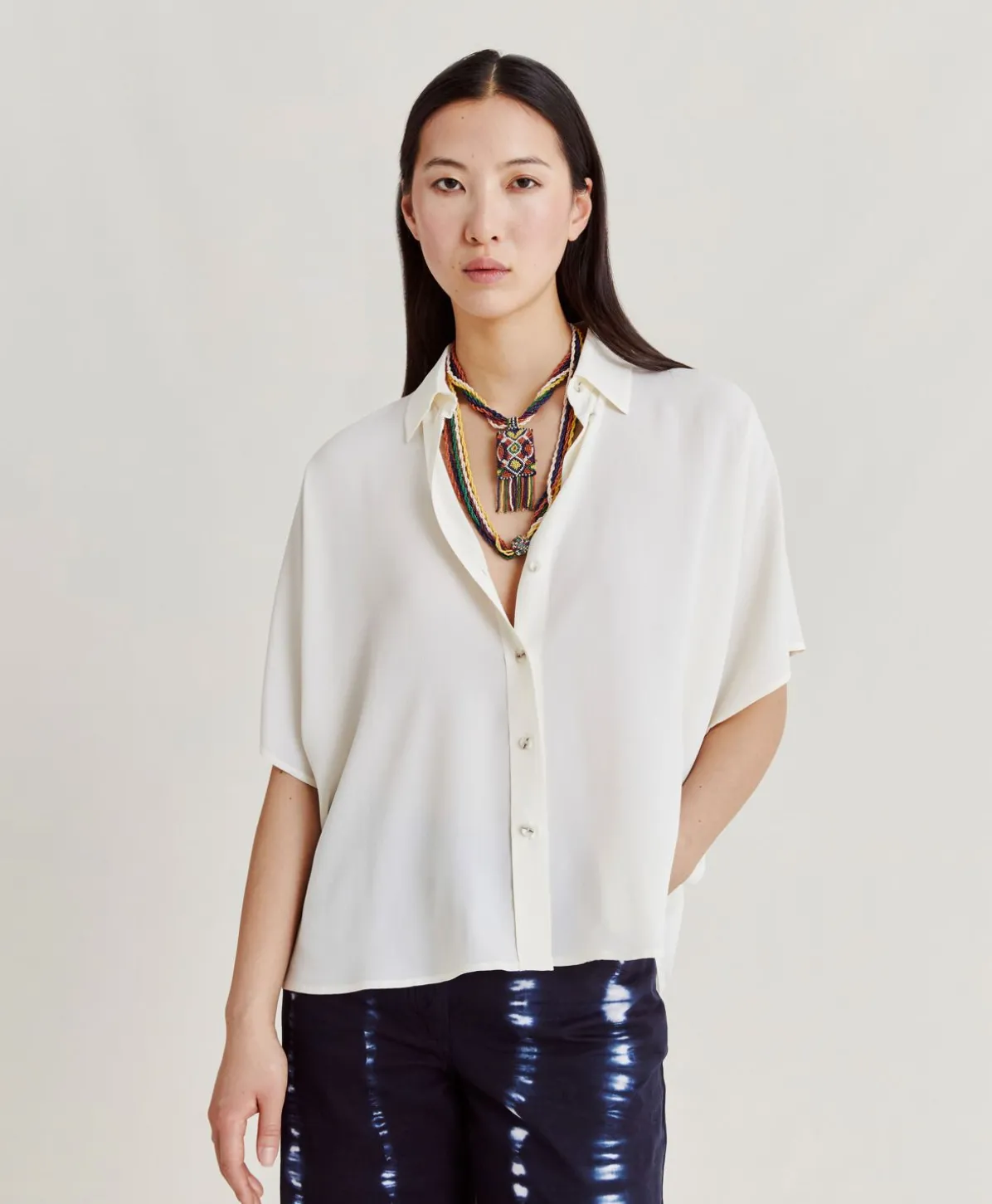 Chemise Brooklyn En Acetate De Soie - Creme