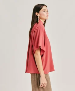 Chemise Brooklyn En Acetate De Soie - Amarante