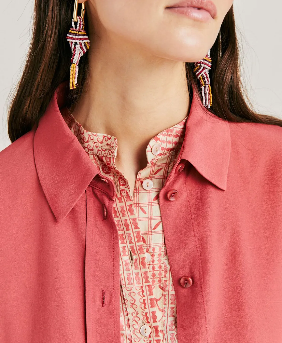 Chemise Brooklyn En Acetate De Soie - Amarante