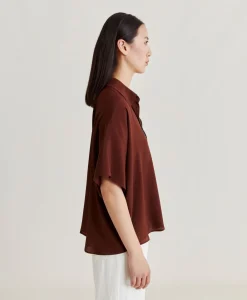 Chemise Brooklyn En Acetate De Soie - Chocolat
