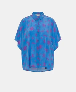 Chemise Brooklyn En Crepe De Chine - Bluette/Fuchsia