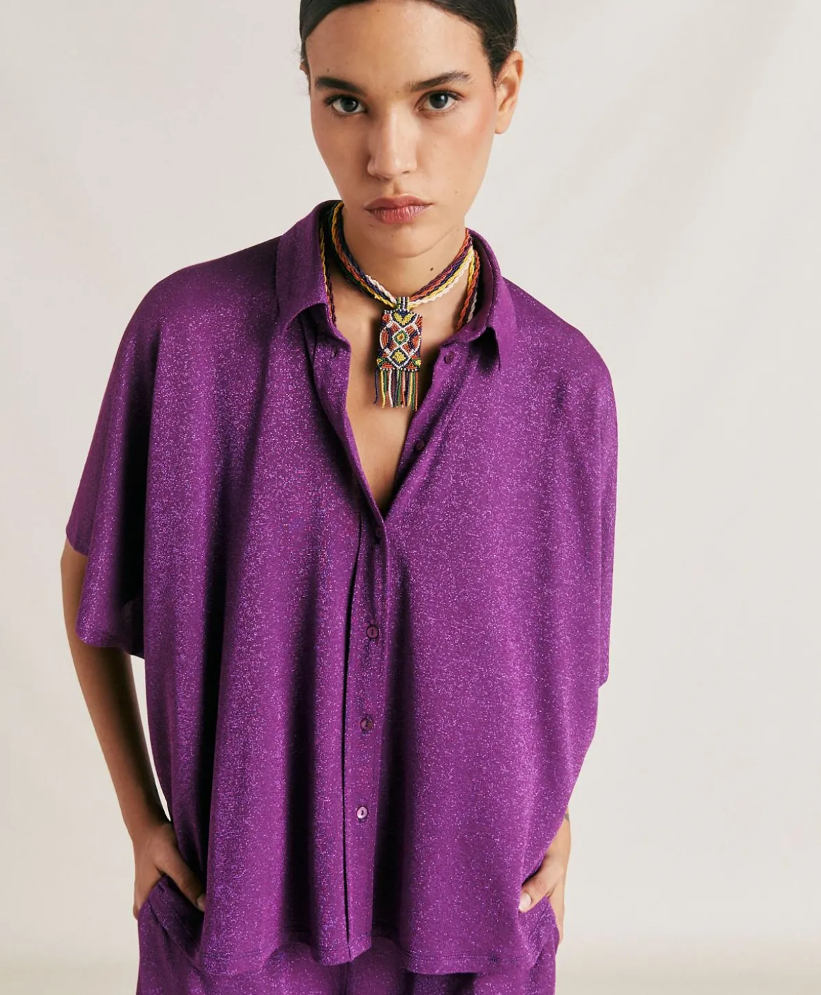 Chemise Brooklyn En Jersey Lurex - Cyclamen