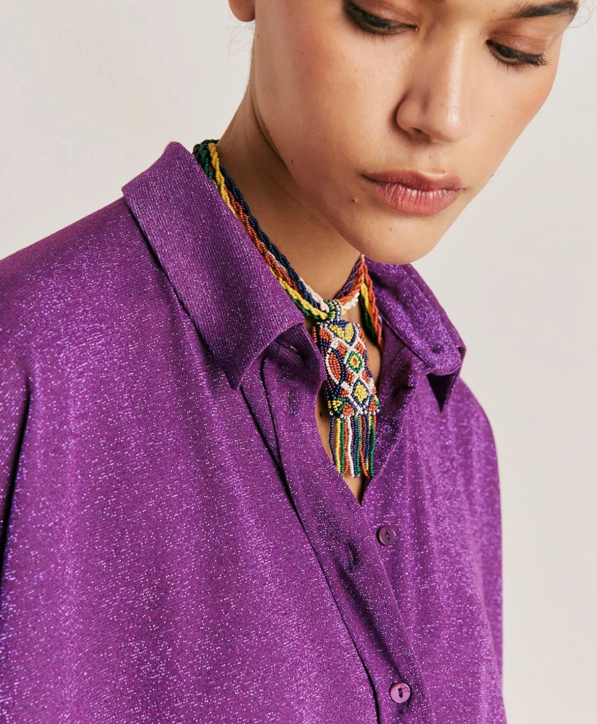 Chemise Brooklyn En Jersey Lurex - Cyclamen