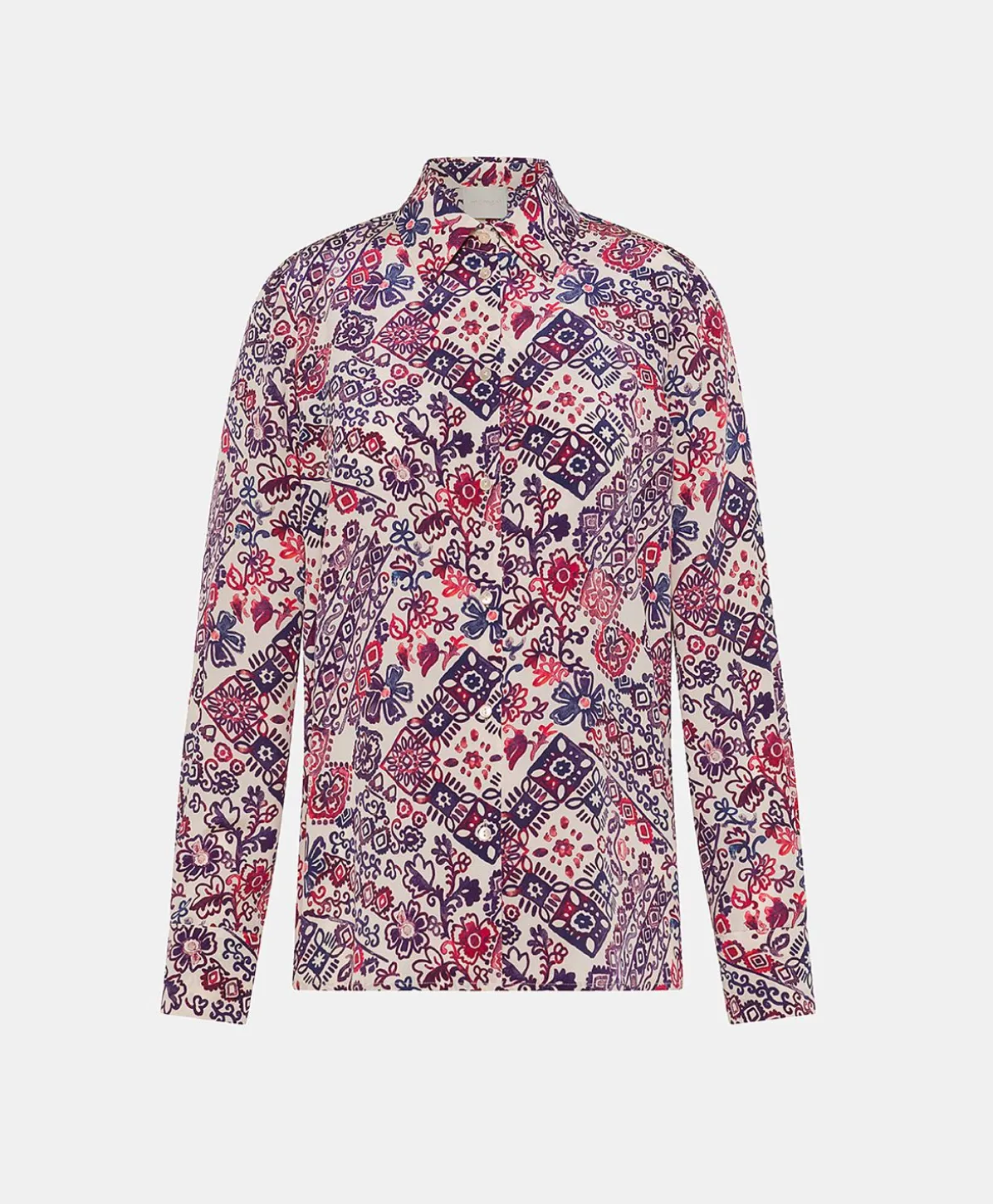 Chemise Crepe De Chine - Creme/Violet