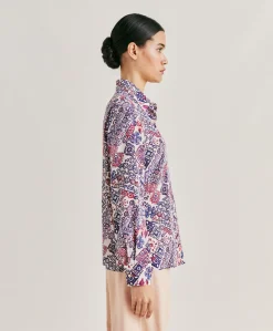 Chemise Crepe De Chine - Creme/Violet