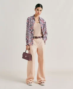 Chemise Crepe De Chine - Creme/Violet