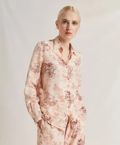 Chemise Crepe De Chine - Rose/Noir Cerise