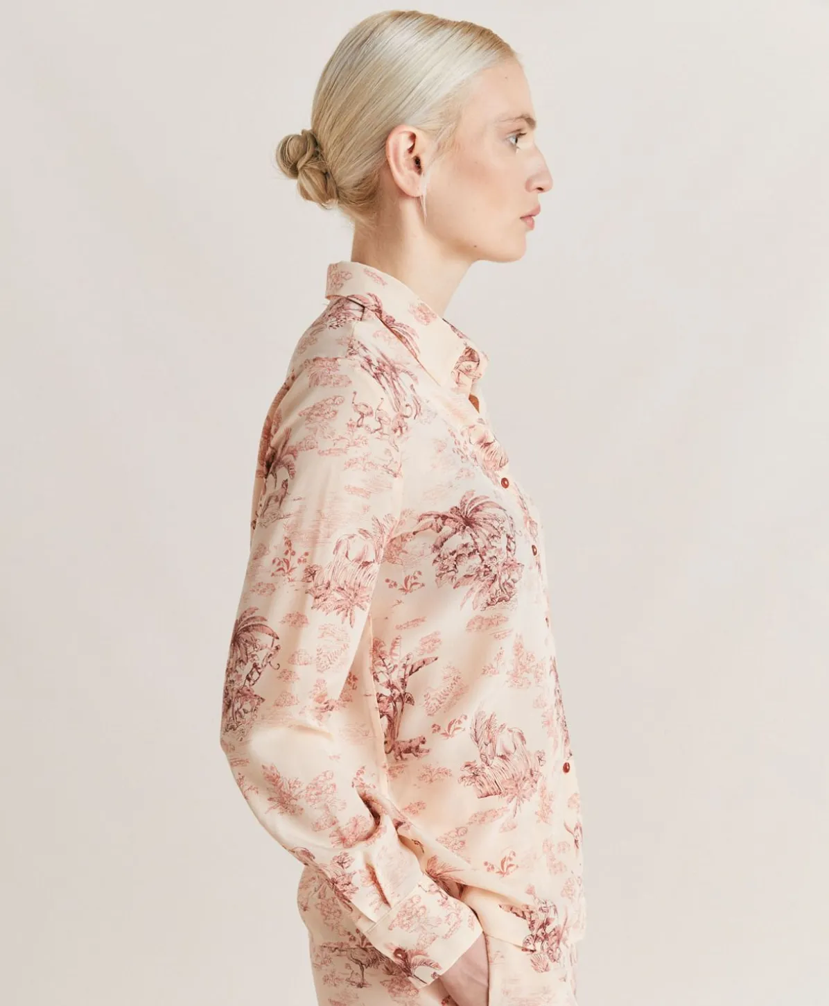Chemise Crepe De Chine - Rose/Noir Cerise