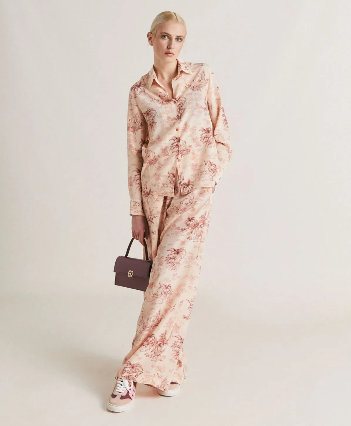 Chemise Crepe De Chine - Rose/Noir Cerise
