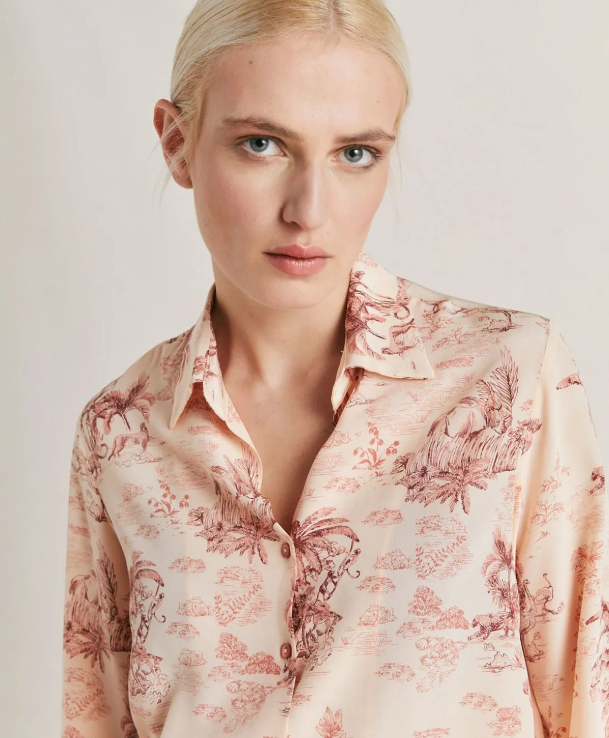 Chemise Crepe De Chine - Rose/Noir Cerise