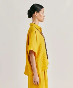 Chemise En Lin Elafonissi - Jaune Soleil
