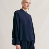 Chemise Franklin En Acetate De Soie - Bleu Nuit
