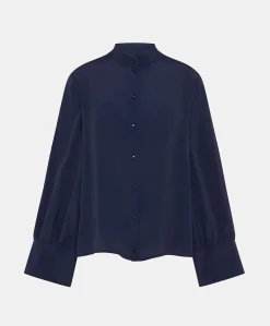 Chemise Franklin En Acetate De Soie - Bleu Nuit