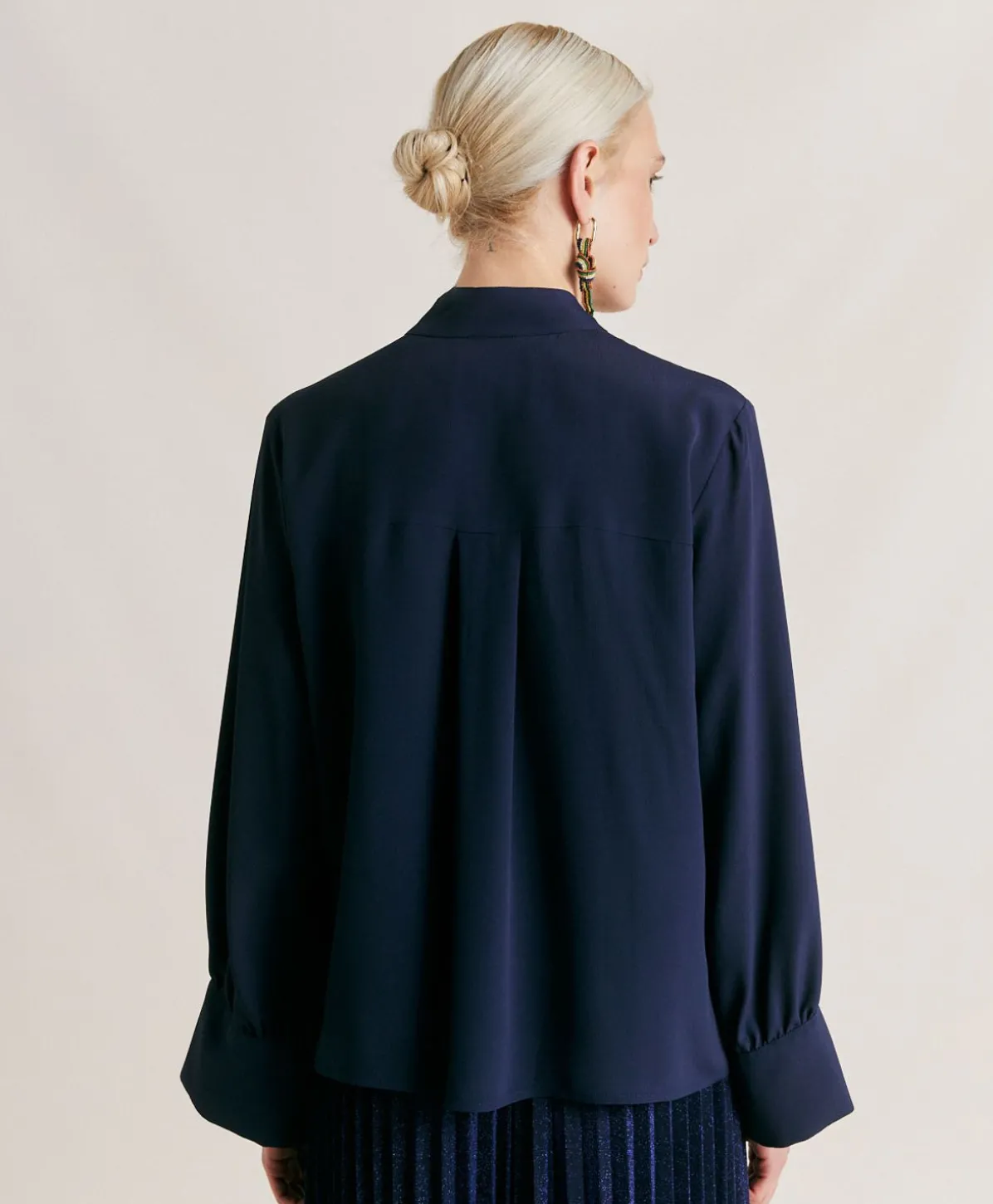 Chemise Franklin En Acetate De Soie - Bleu Nuit