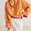 Chemise Franklin En Haboutai De Soie - Orange/Fuchsia