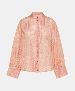 Chemise Franklin En Haboutai De Soie - Creme/Corail