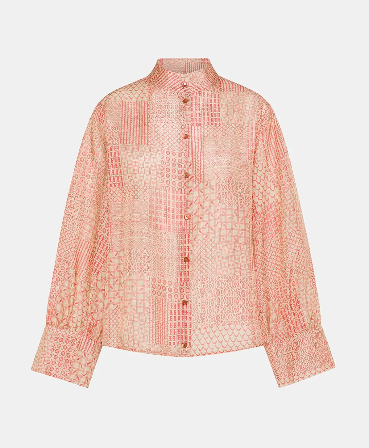 Chemise Franklin En Haboutai De Soie - Creme/Corail
