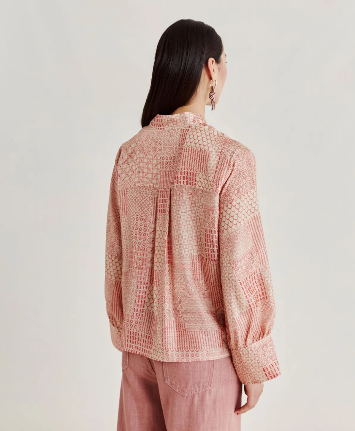 Chemise Franklin En Haboutai De Soie - Creme/Corail