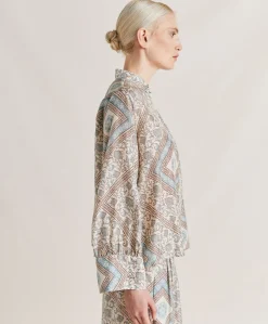 Chemise Franklin En Soie Haboutai - Creme/Poussiereux